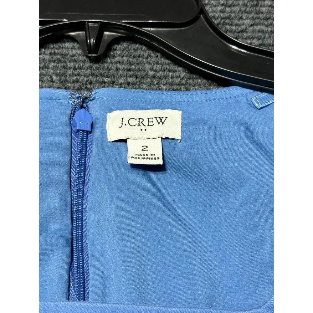 J.Crew Sheath Dress Women Size 2 Blue Excellent‎ Short Sleeve Square Neck BY040